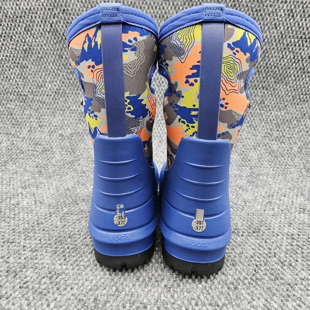 Bogs (Kids Youth 3) Blue Neo Classic Topo Waterproof Insulated Winter Rain Boots